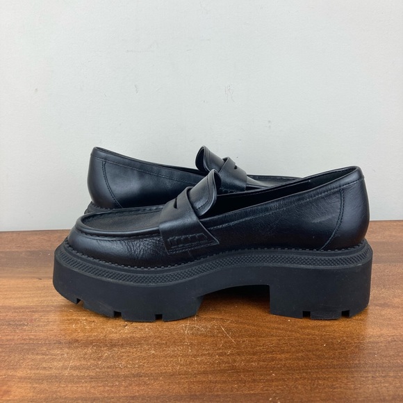 Zara Black Chunky Lug Sole Platform Penny Loafers 3795 Size 38 Women’s 7-7.5. - Picture 8 of 12